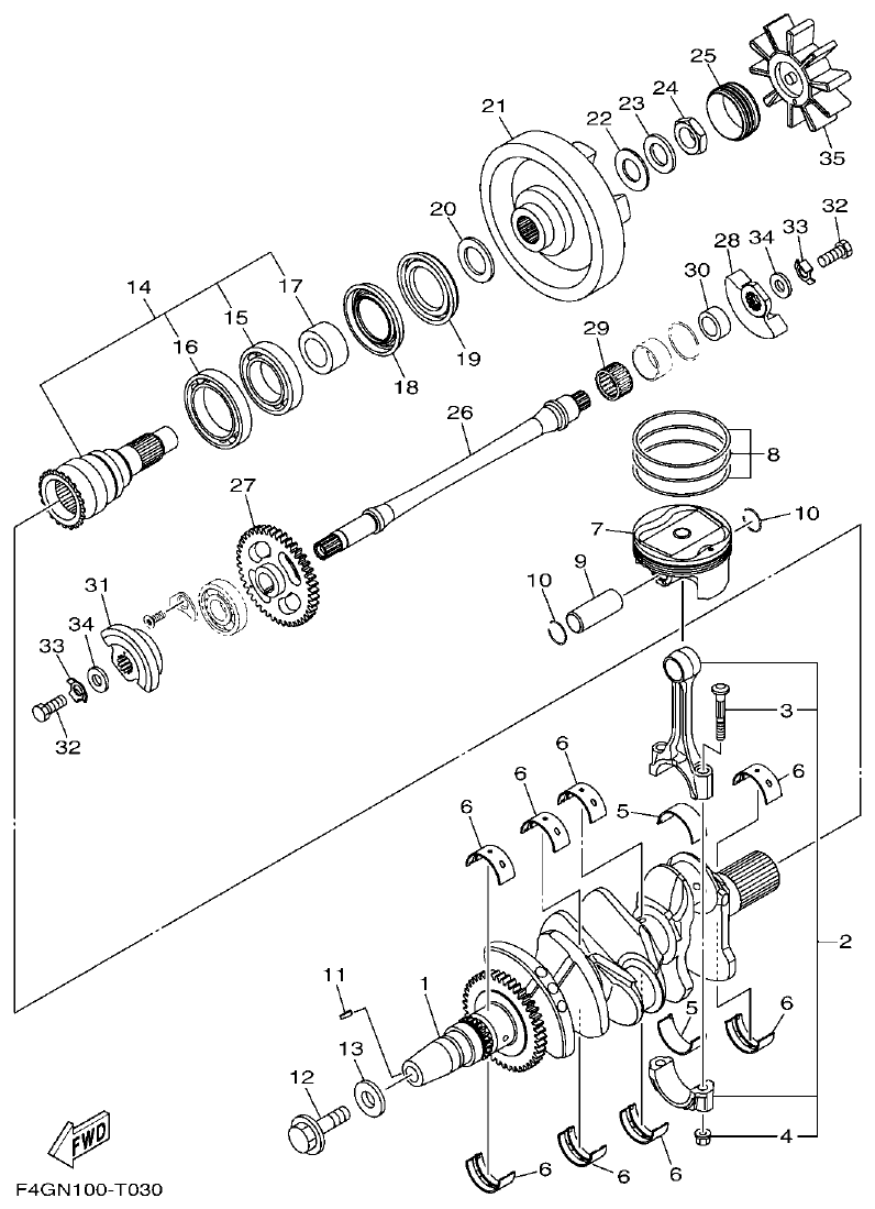 Yamaha VX1050AV CRANKSHAFT & PISTON parts diagram